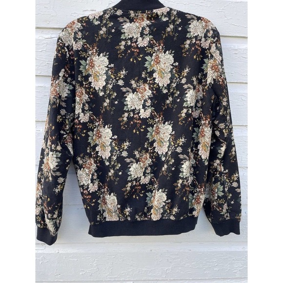 VTG SSLR Jacket Men's S Floral Fully Lined Metro 90's Cotton Flax Linen Black - Picture 5 of 10